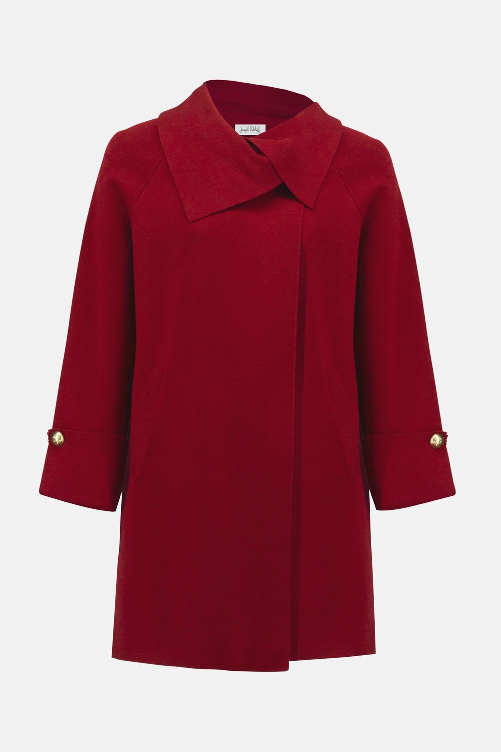 Sweater Knit Coat with Overlap Collar 254956, Color: DEEP CHERRY, Size: s