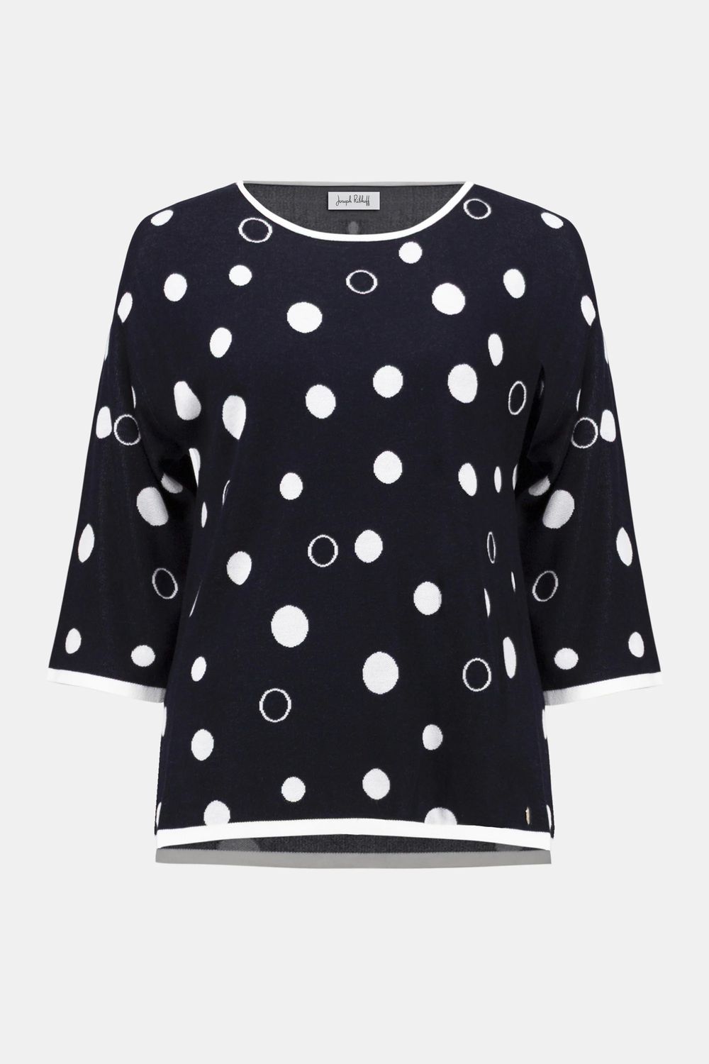 Viscose Blend Polka Dot Print Sweater 261979, Color: Midnight Blue/Vanilla, Size: XS