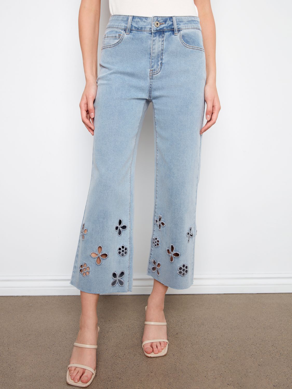 Wide Leg Flower Cut Out Pant C5782/431A, Color: Lt Blue, Size: 4