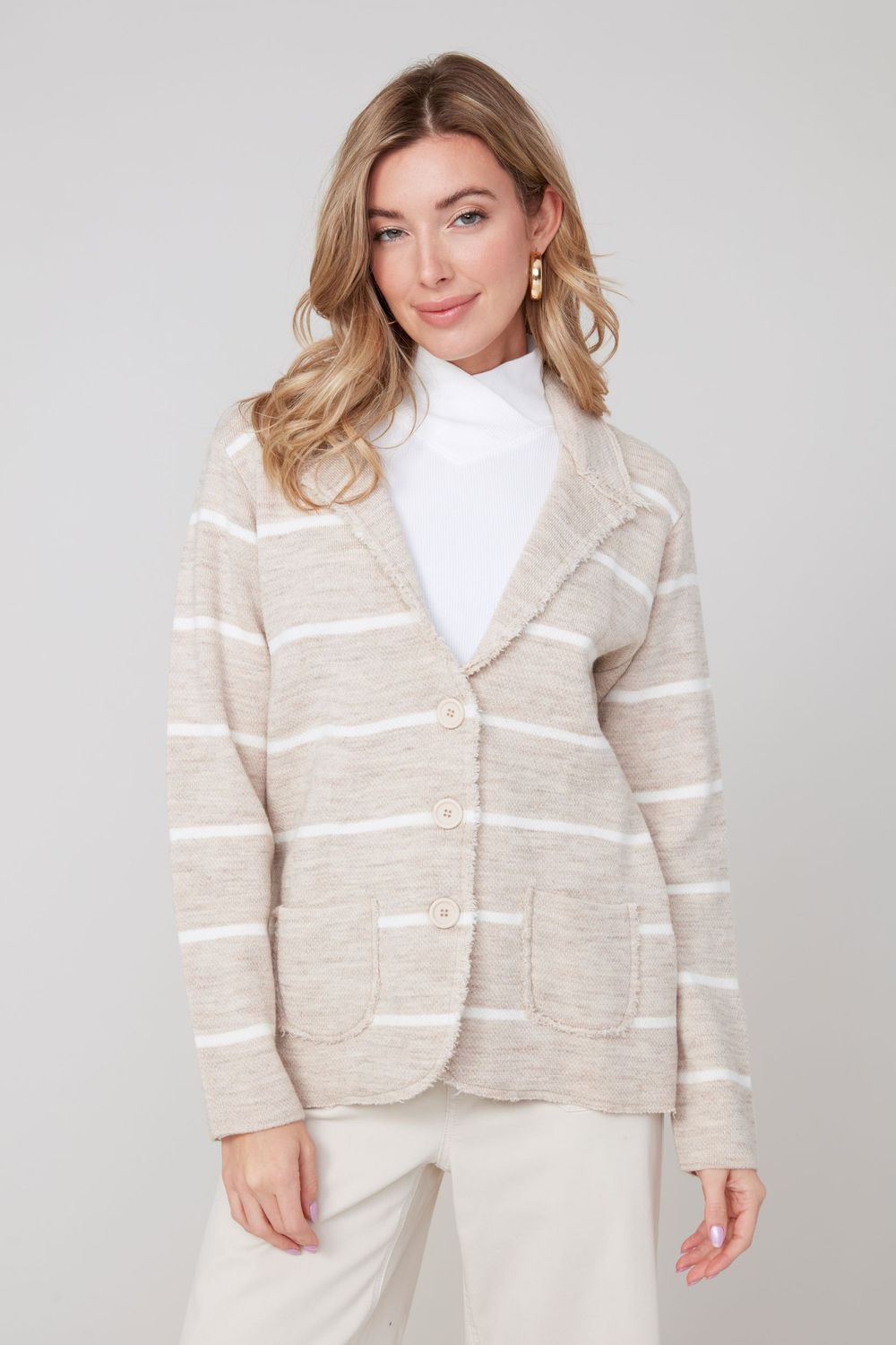 Knit Jacket R3928 4496, Color: Heather Oat, Size: XS