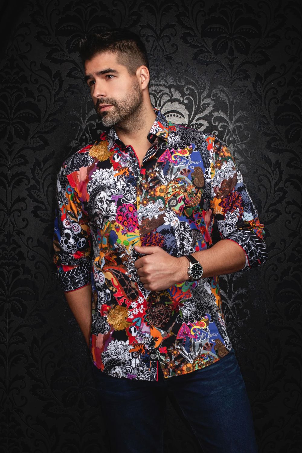 Balzar Knit Shirt , Color: Black Multi, Size: 4 (L)