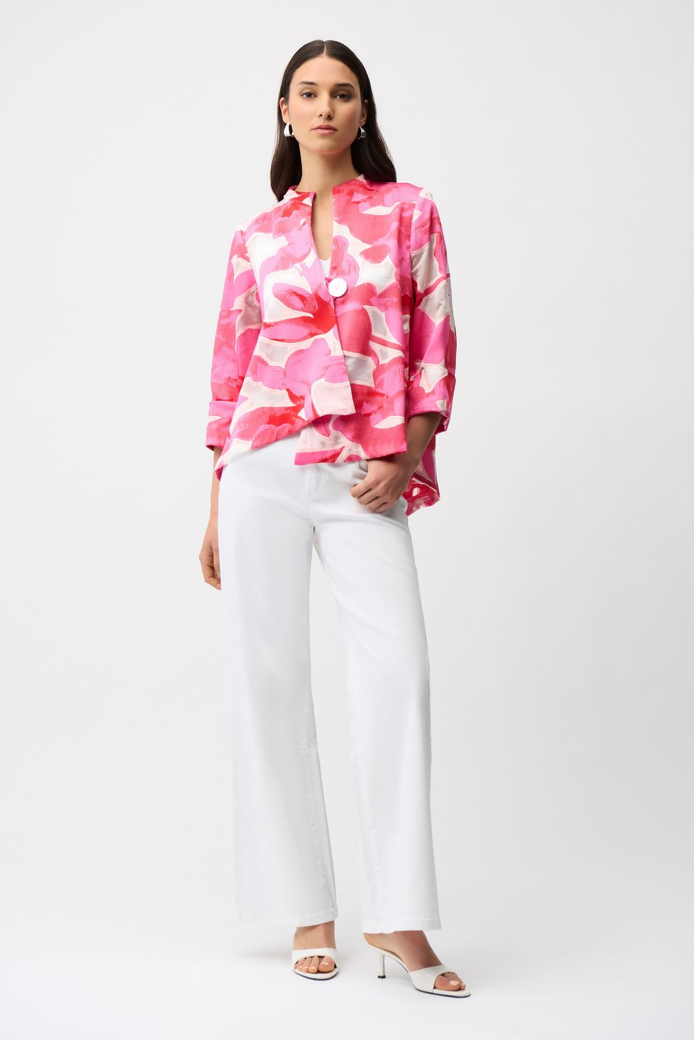 Novelty Jacquard Floral Print Swing Jacket 261180, Color: Pink/Multi, Size: 8