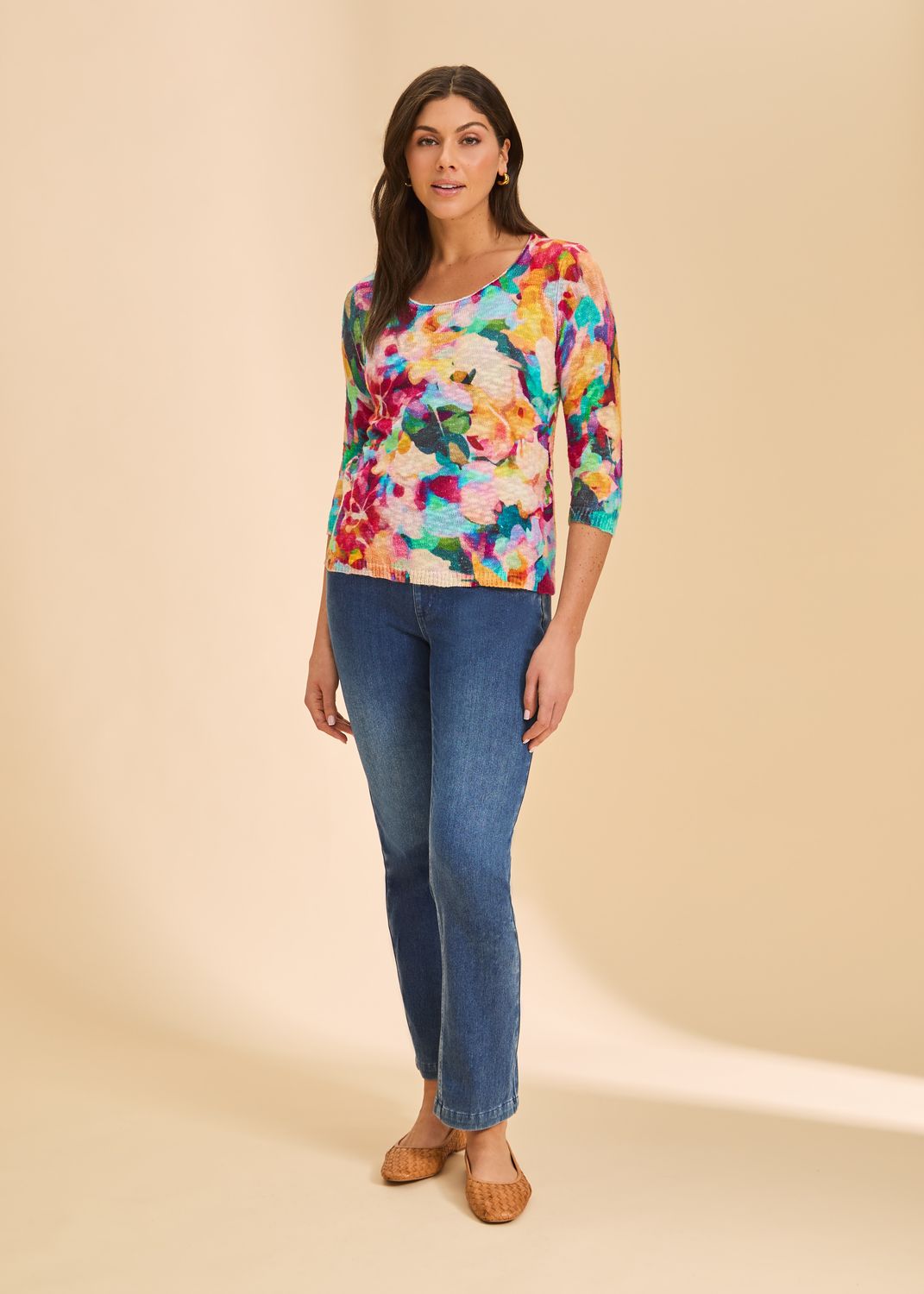 Scoop Neck Sweater 1476488, Color: Stephanie PRT, Size: XS