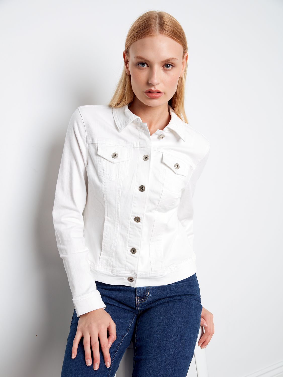 Ring Spun Denim Jacket C6302TT/615A, Color: White, Size: S