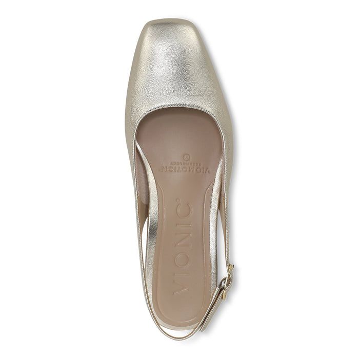 Reyes Slingback Block Heel, Color: Gold, Size: 7