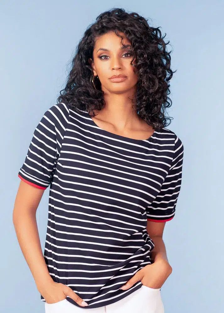 Striped Top A47471, Color: Navy, Size: XS