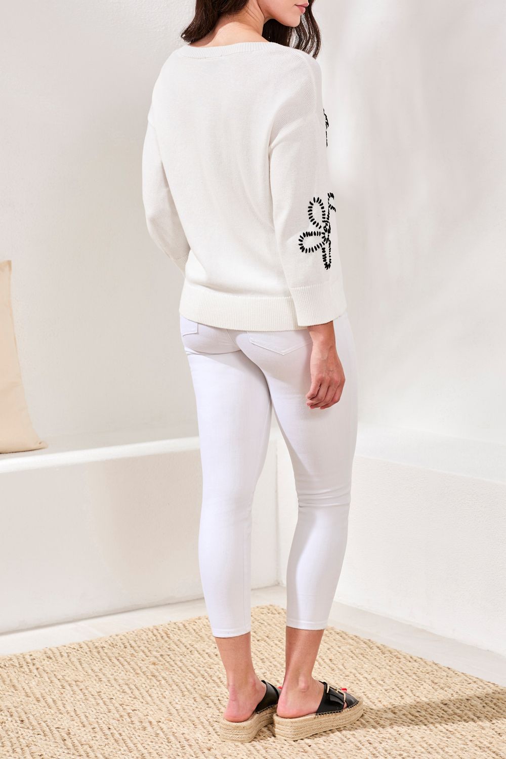 Embroidered Sweater 3038O/576, Color: White, Size: XS