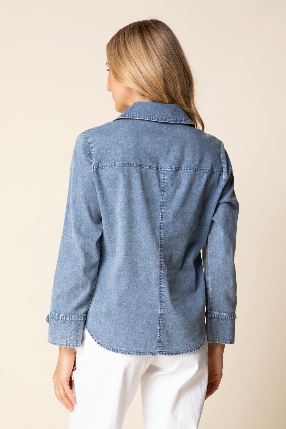 Tab Detail Shirt H15516, Color: Ltdenim, Size: XS
