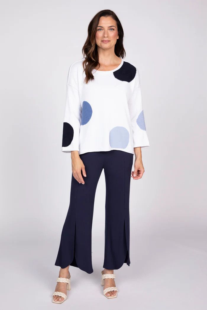 Mixed Dot Pullover L831720, Color: White, Size: XS