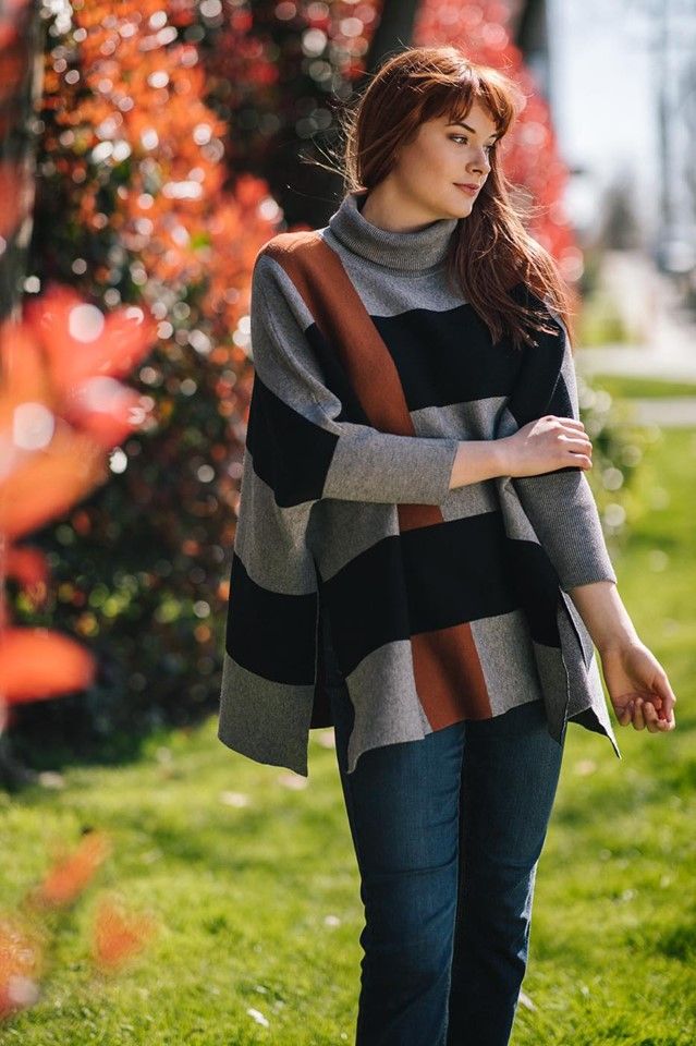 Color Block Poncho