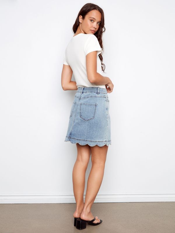 Scalloped Hem Denim Skort C7079R