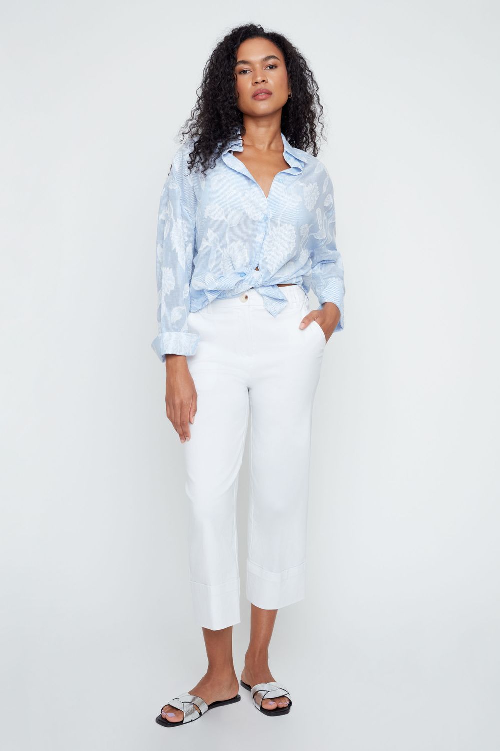 Woven Blouse R5256-875, Color: Blue Combo, Size: XS