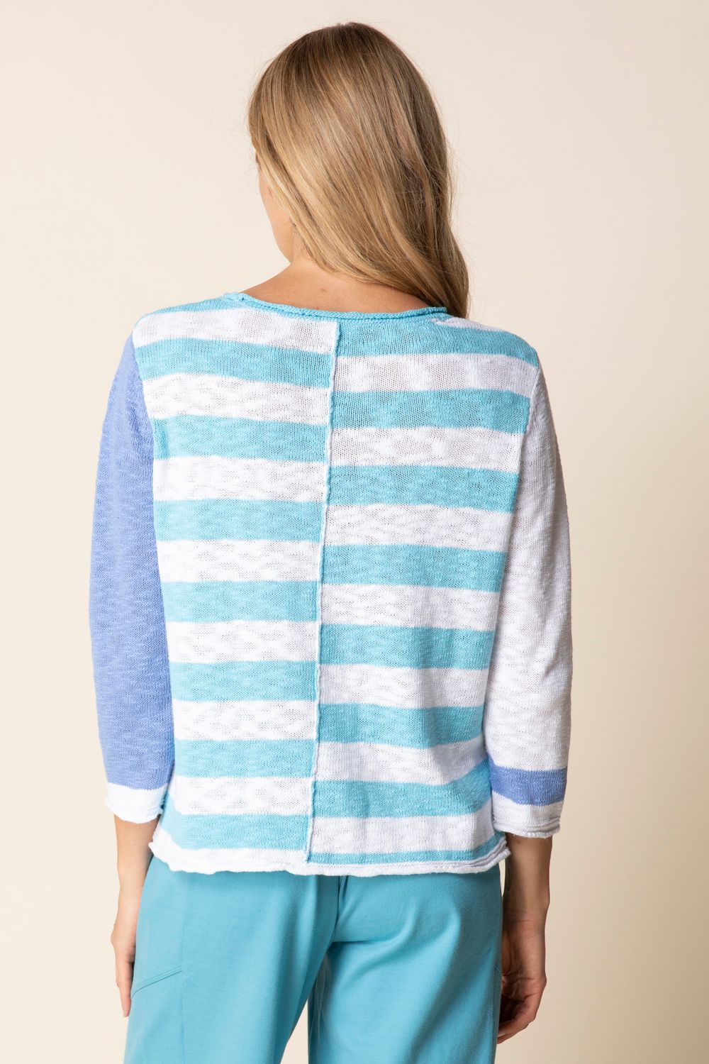 Patchwork Pullover H89614, Color: Topaz, Size: XS