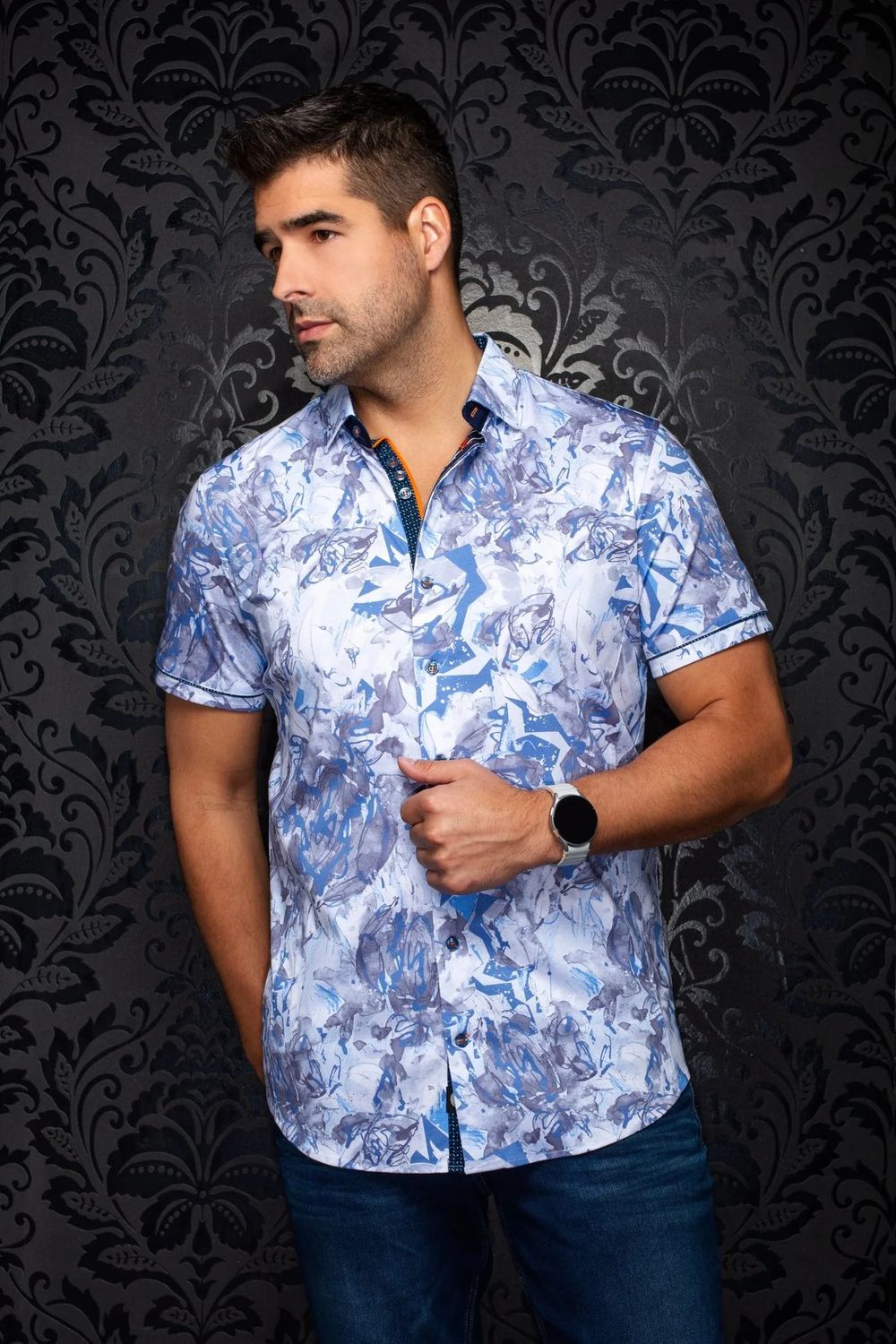 Marbella Stretch Shirt , Color: Blue, Size: M (3)