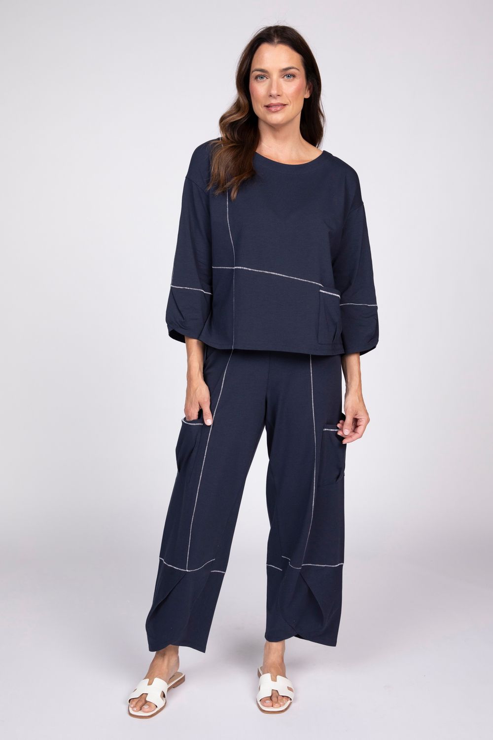 Boxy Zanna Top L320300S6, Color: Navy, Size: XS