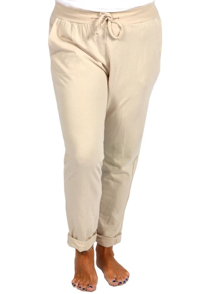 Beige Rolled Cuff Pant