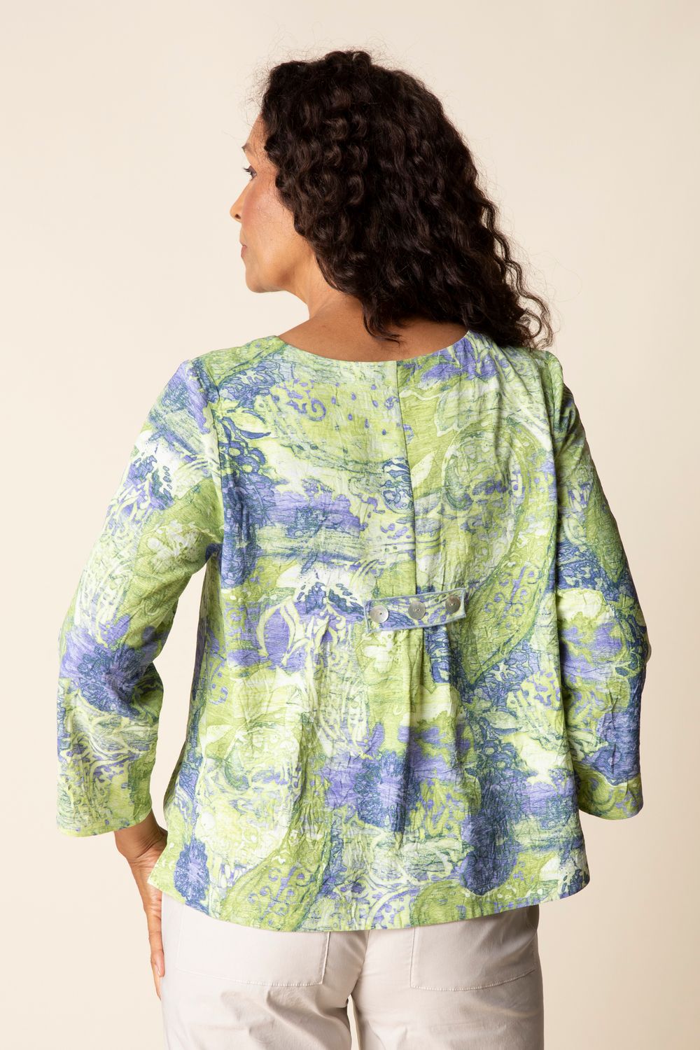 Pleat Back Pullover H34932, Color: Aloe, Size: XS