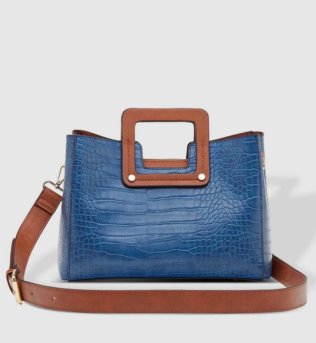 Asher Handbag Croc Steel Blue