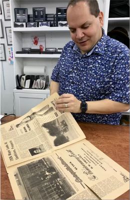 Andrew Zebian with Kentville Advertiser 50th anniversary