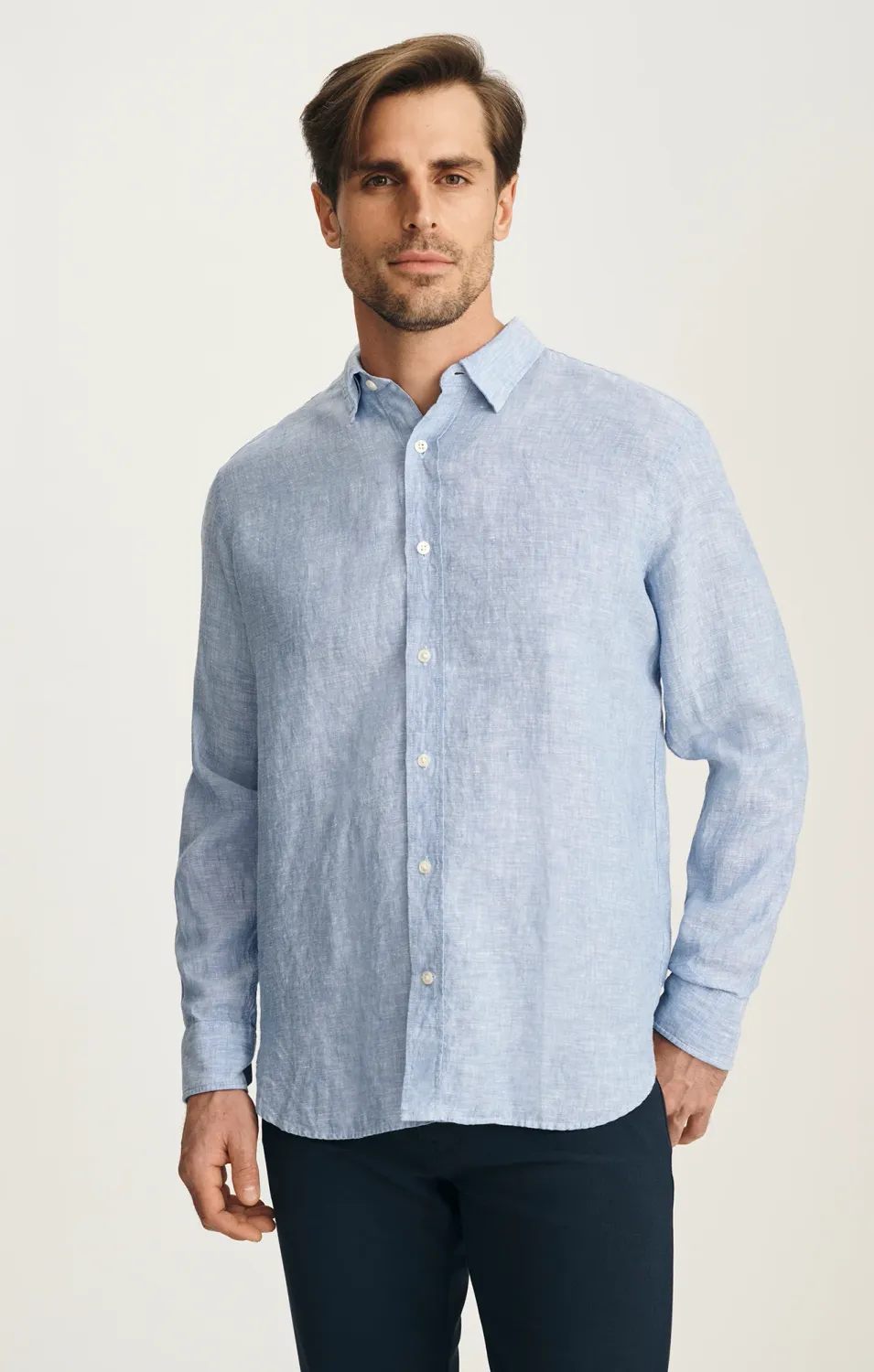 Linen Shirt In Dark Blue H0211840-34961