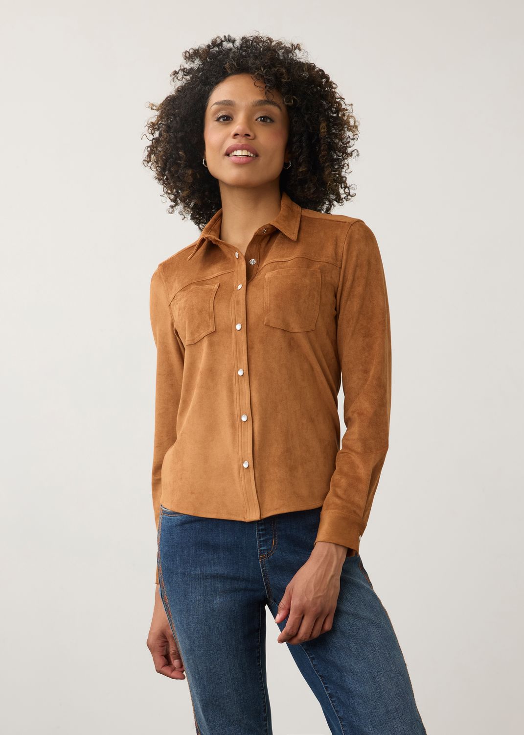 Long Sleeve Suede Shirt 7476196