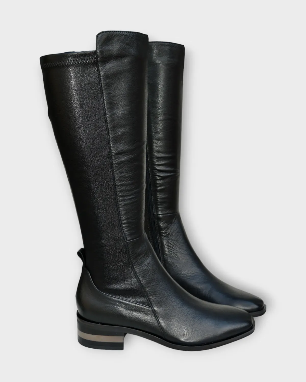Black Leather Stretch Boot Foxx