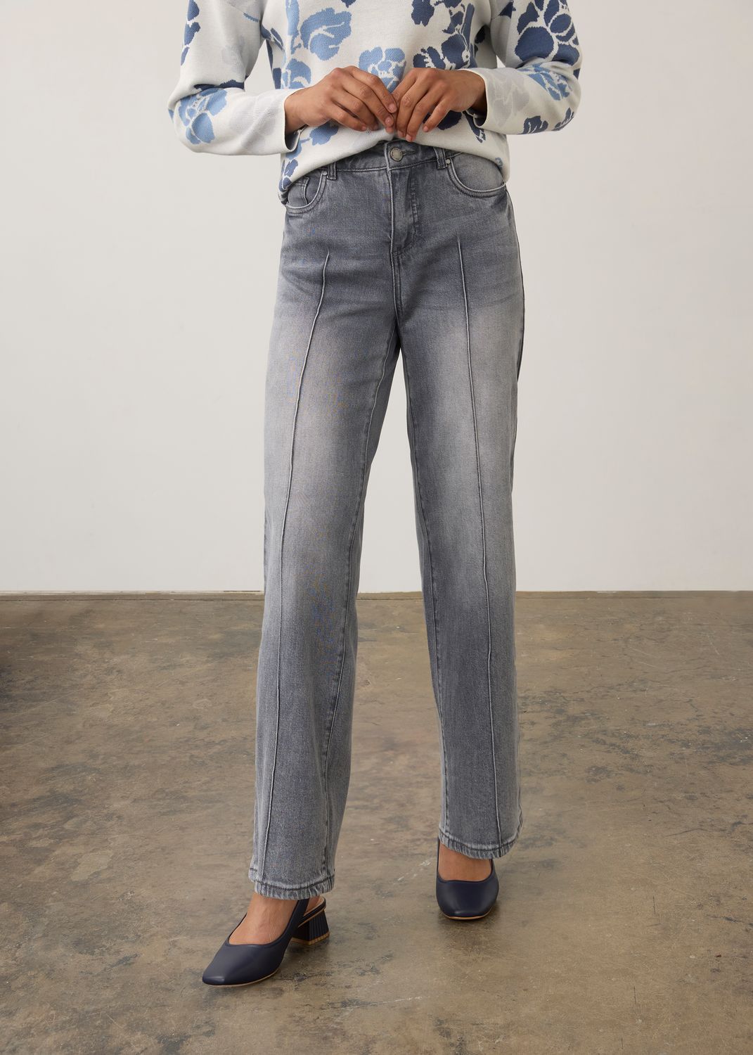 Olivia Pintuck Wide Leg 2200449, Color: Blue Gray, Size: 4