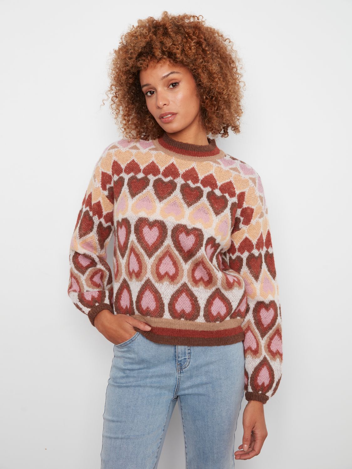 Heart Design Jacquard Sweater C2175/820C