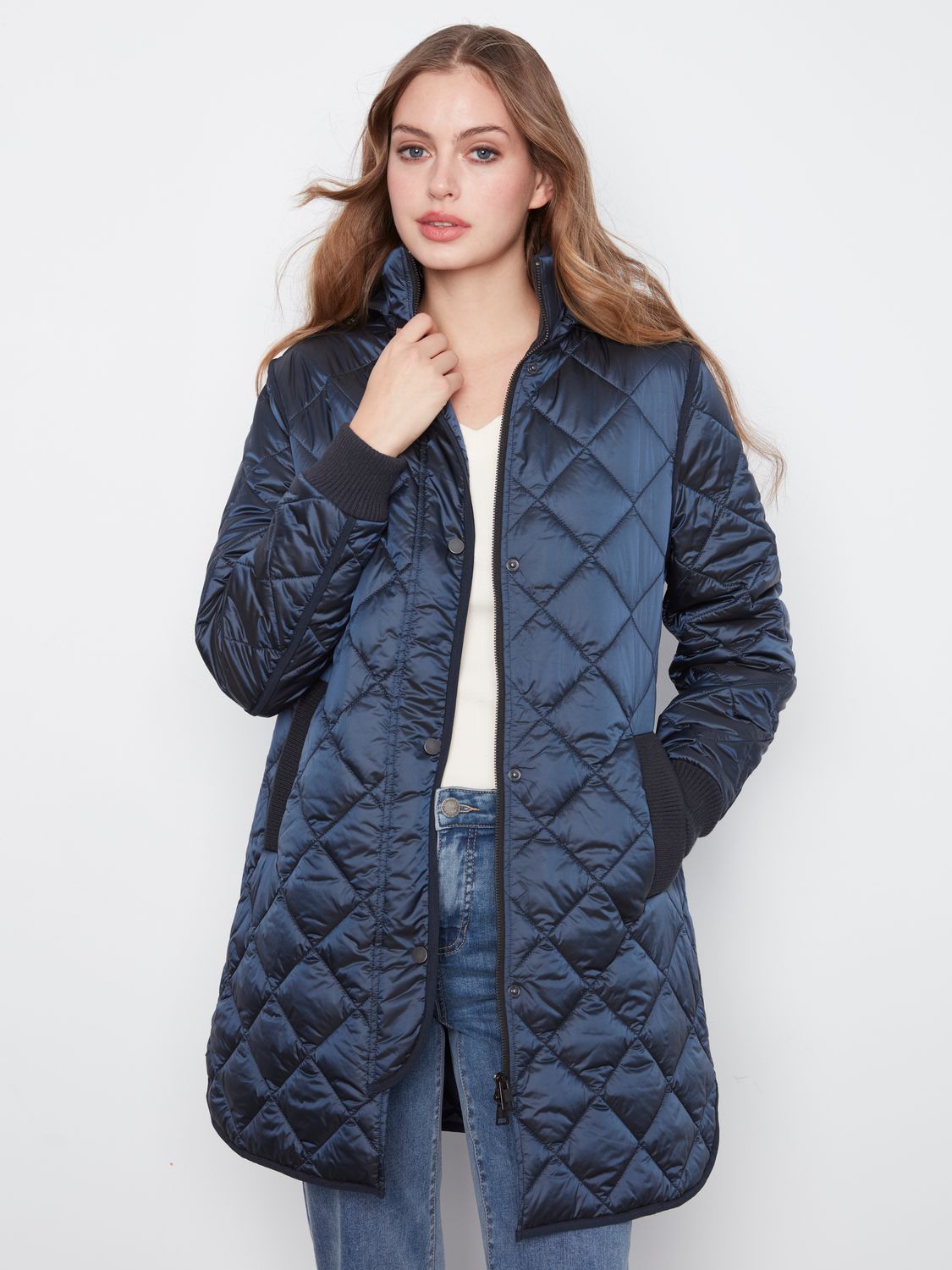 Puffer With Removable Hood C6430/135B, Color: NAVY 117, Size: S