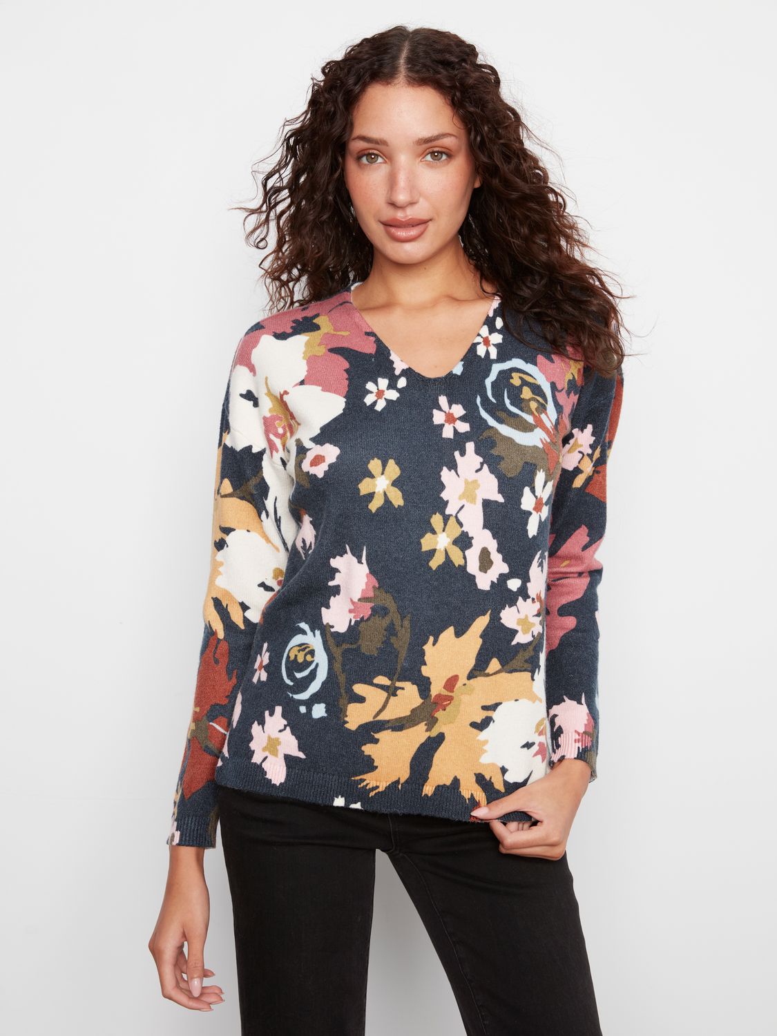 Drop Shoulder V Neck Sweater C2581DR/464A