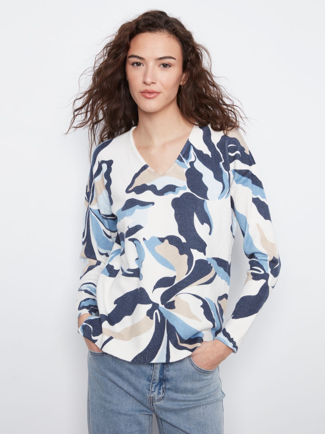 Drop Shoulder V Neck Sweater C2581DR/464A