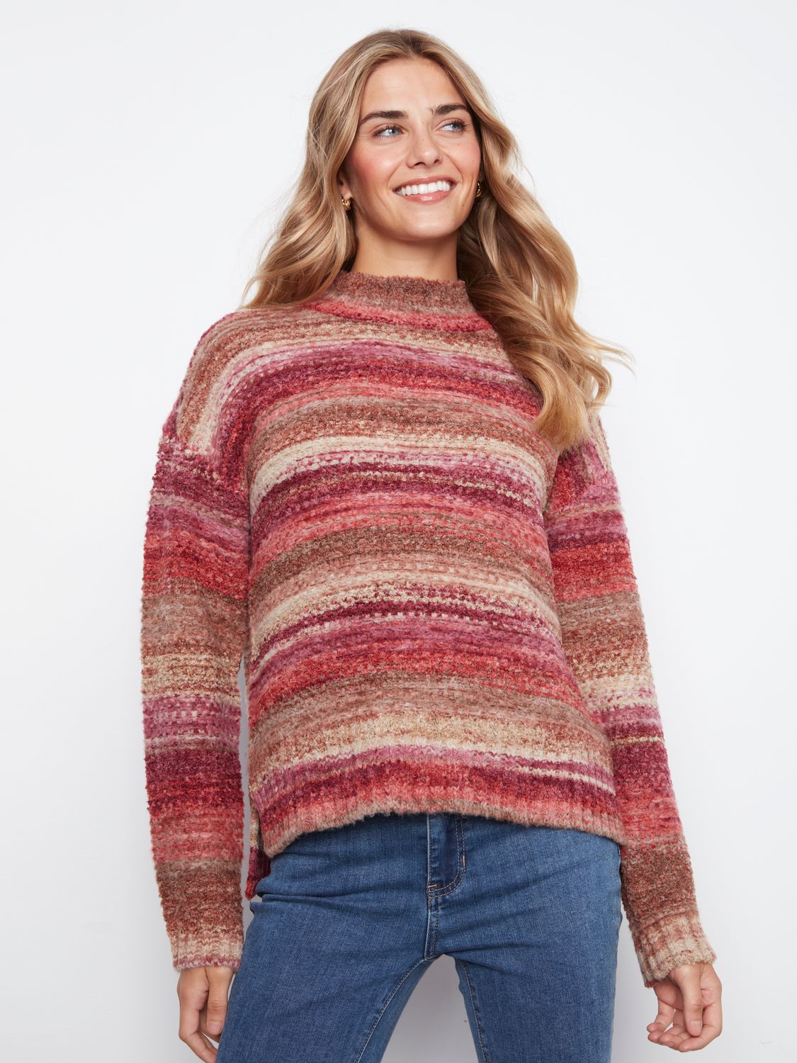 High-Low Mock Neck Sweater C2067 747C