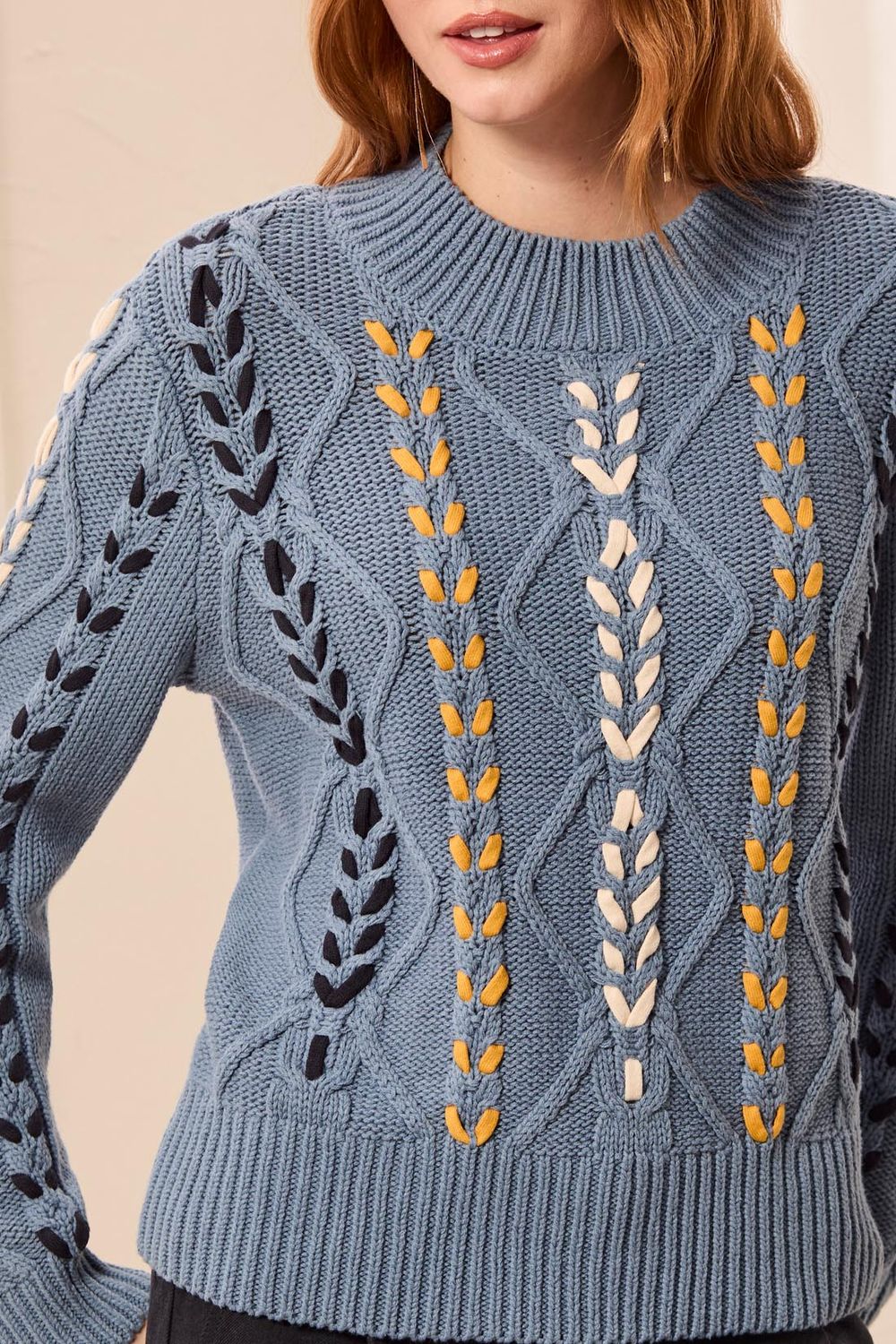 Mock Neck With Cable Details 3129O/3954