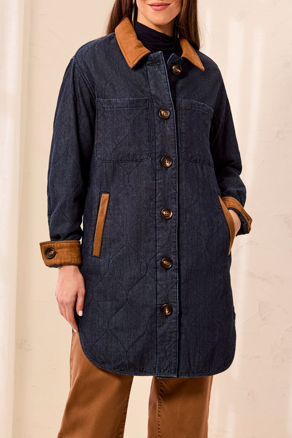 Quilted Denim Jacket With Suede 6237O/5584
