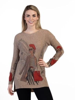 HAT PRINT SWEATER V7159