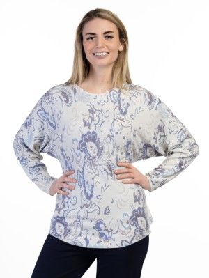 Round Bottom Printed Sweater V7169