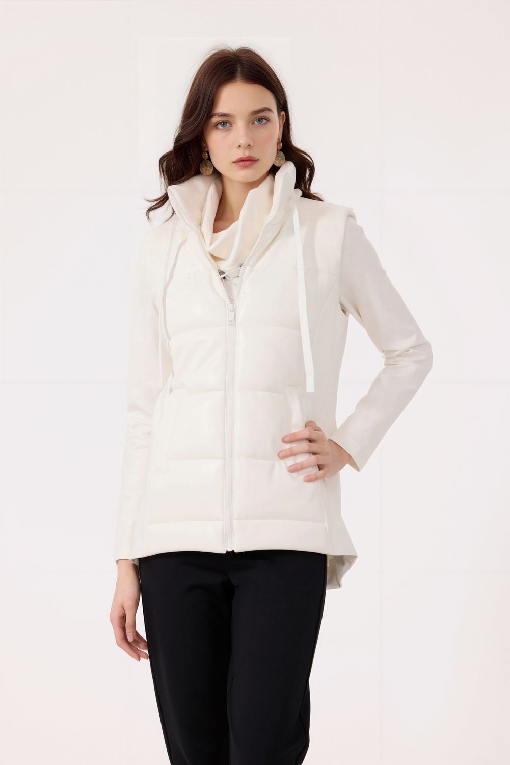 Ponte/Pleather Puff Vest 102-623