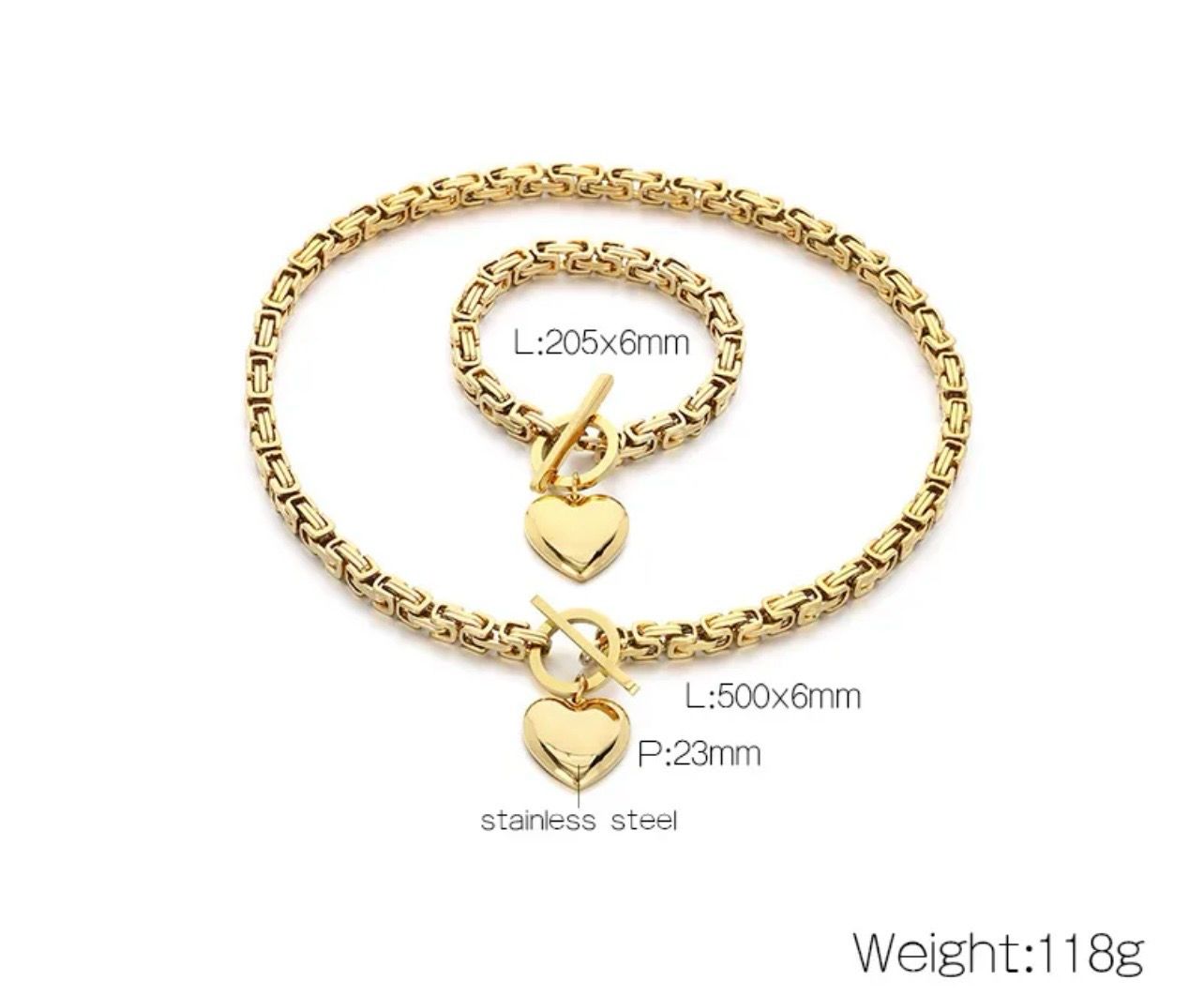 lon Plating (IP) 18K Gold Plated Heart Shape 304 Stainless Steel