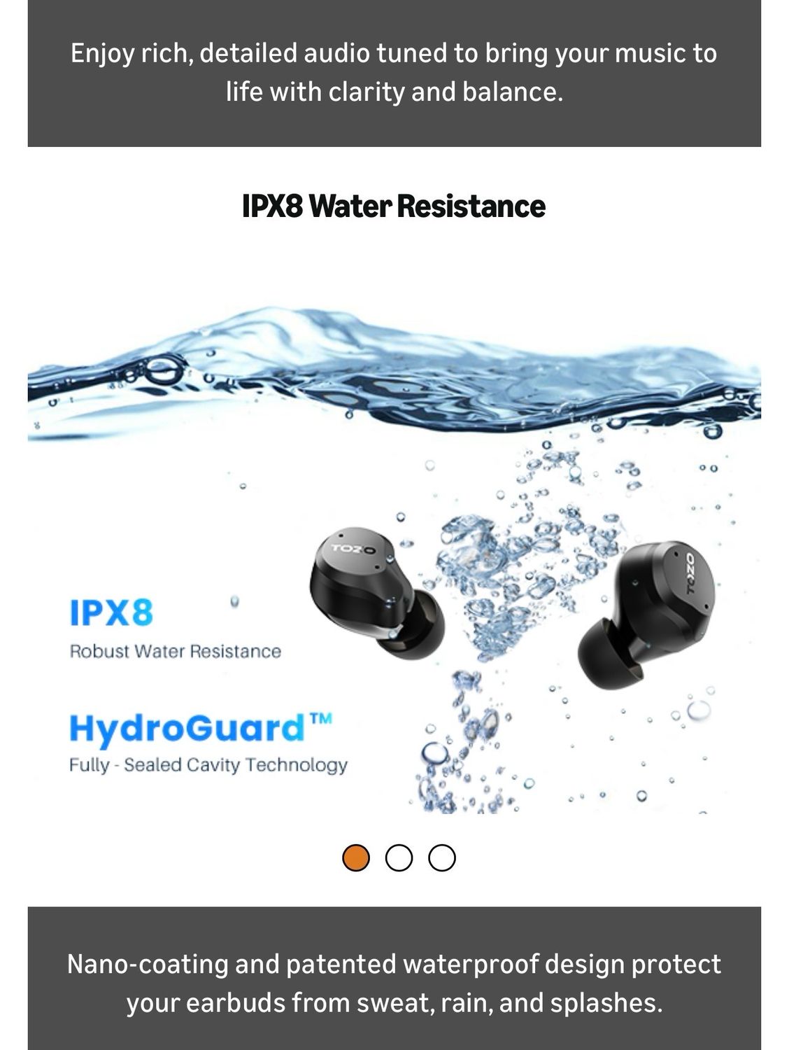 TOZO Hybrid Active Noise Cancelling Wireless Earbuds