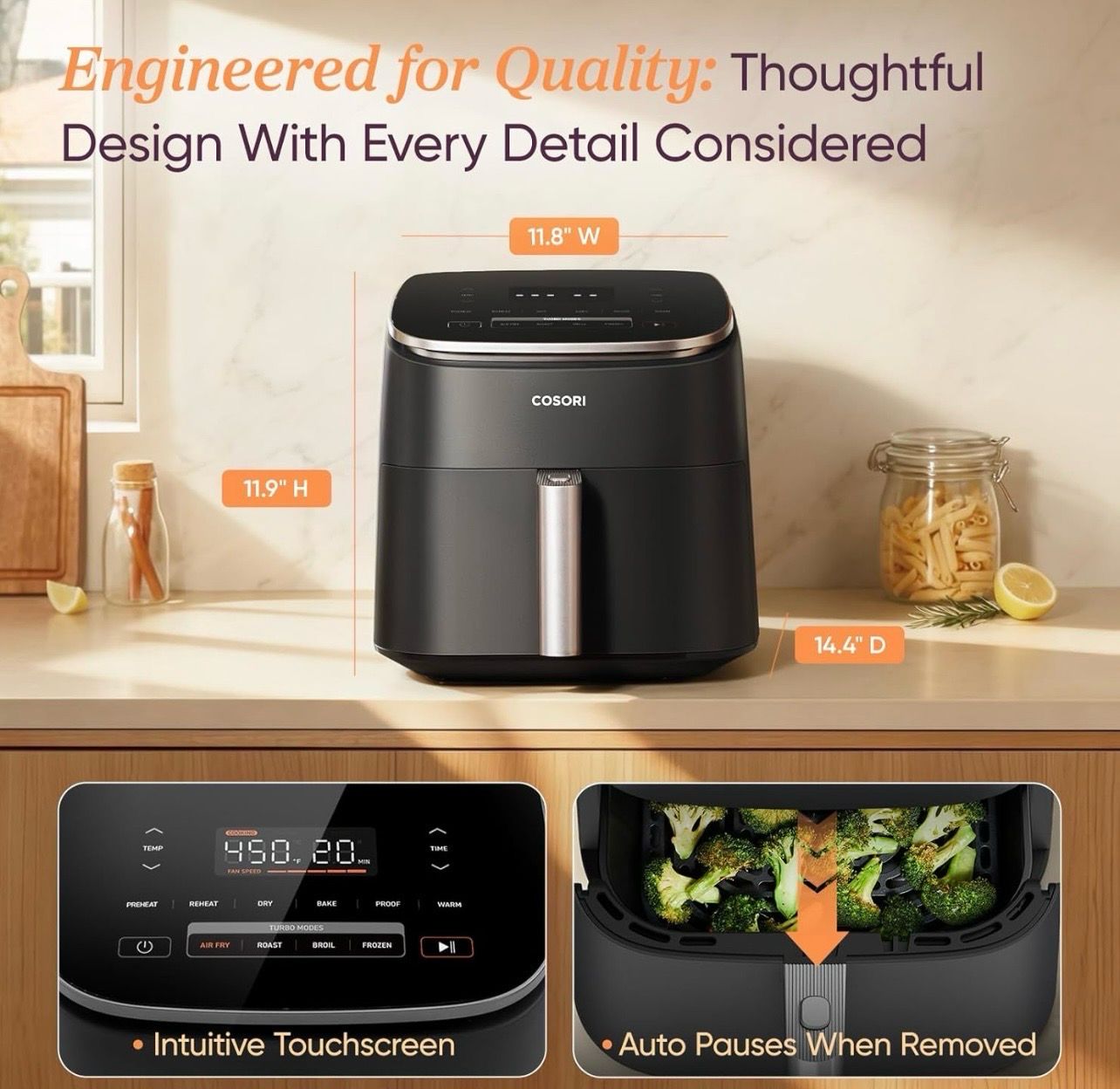 9-in-1 TurboBlaze Air Fryer 6 Qt, Premium Ceramic Coating