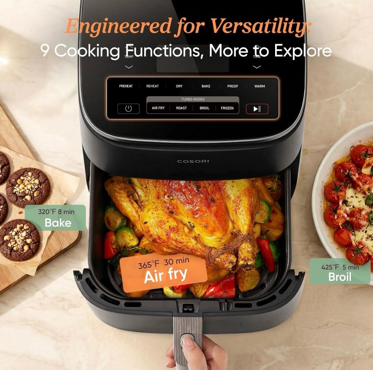 9-in-1 TurboBlaze Air Fryer 6 Qt, Premium Ceramic Coating