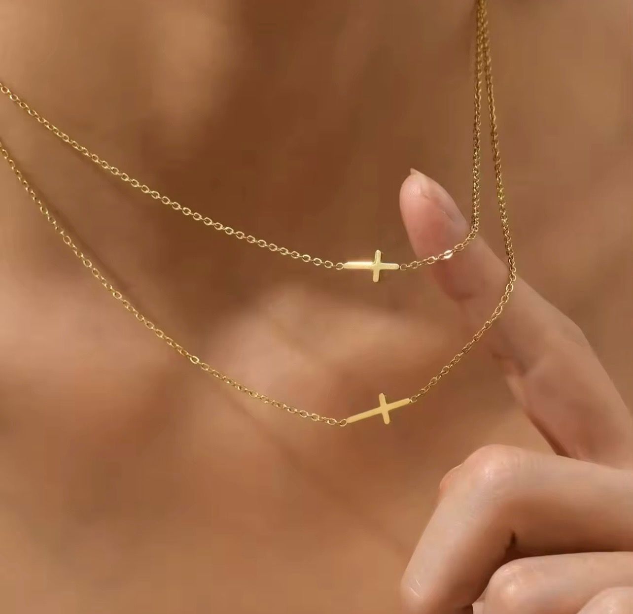 Women Jewelry Set Stainless Steel Cross Pendant Necklace Bracelet Chain Earrings