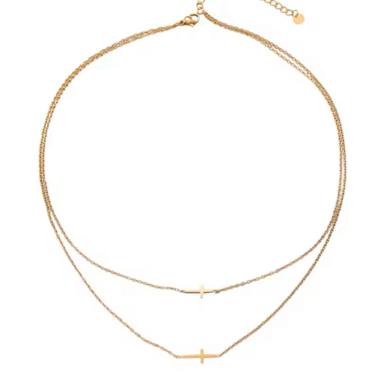 Women Jewelry Set Stainless Steel Cross Pendant Necklace Bracelet Chain Earrings