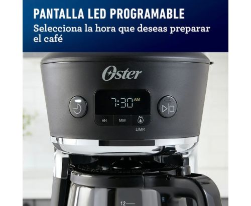 Cafetera Oster® 12 tazas - Sistema medición programable / Color Negro