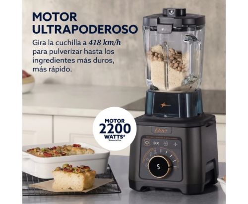 Licuadora Profesional Titan Oster 2200 W c/4 Programas , 5 Velocidades Vaso vidrio 2.5 L y Cuchilla Acero Inox. / Negra - BLSTXT-XG-013