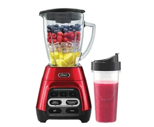 Licuadora Oster® roja / programas aut. Tecnología reversible - vaso Blend-N-Go BLSTPYG1310RBG