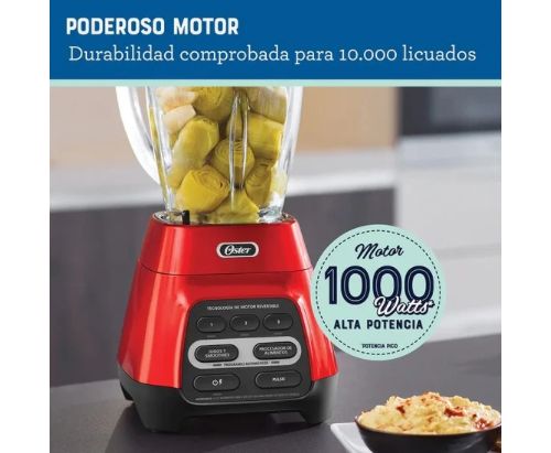 Licuadora Oster® roja / programas aut. Tecnología reversible - vaso Blend-N-Go BLSTPYG1310RBG