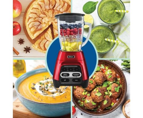 Licuadora Oster® roja / programas aut. Tecnología reversible - vaso Blend-N-Go BLSTPYG1310RBG