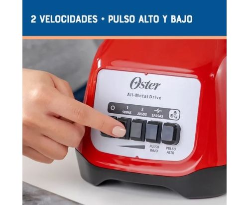 Licuadora Oster® con vaso de vidrio y dos velocidades más pulso BLSTKAGRPB