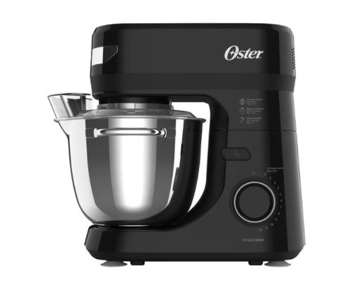 Oster® Batidora Planetaria, 12 velocidades, Tazón de Acero Inoxidable, Capacidad de 4 lt, Incluye 4 Accesorios, 850 W, Negro, FPSTSMPL2B